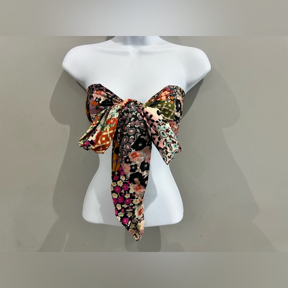 NWOT Nasty Gal Floral Patchwork Print Knot Front Bralette